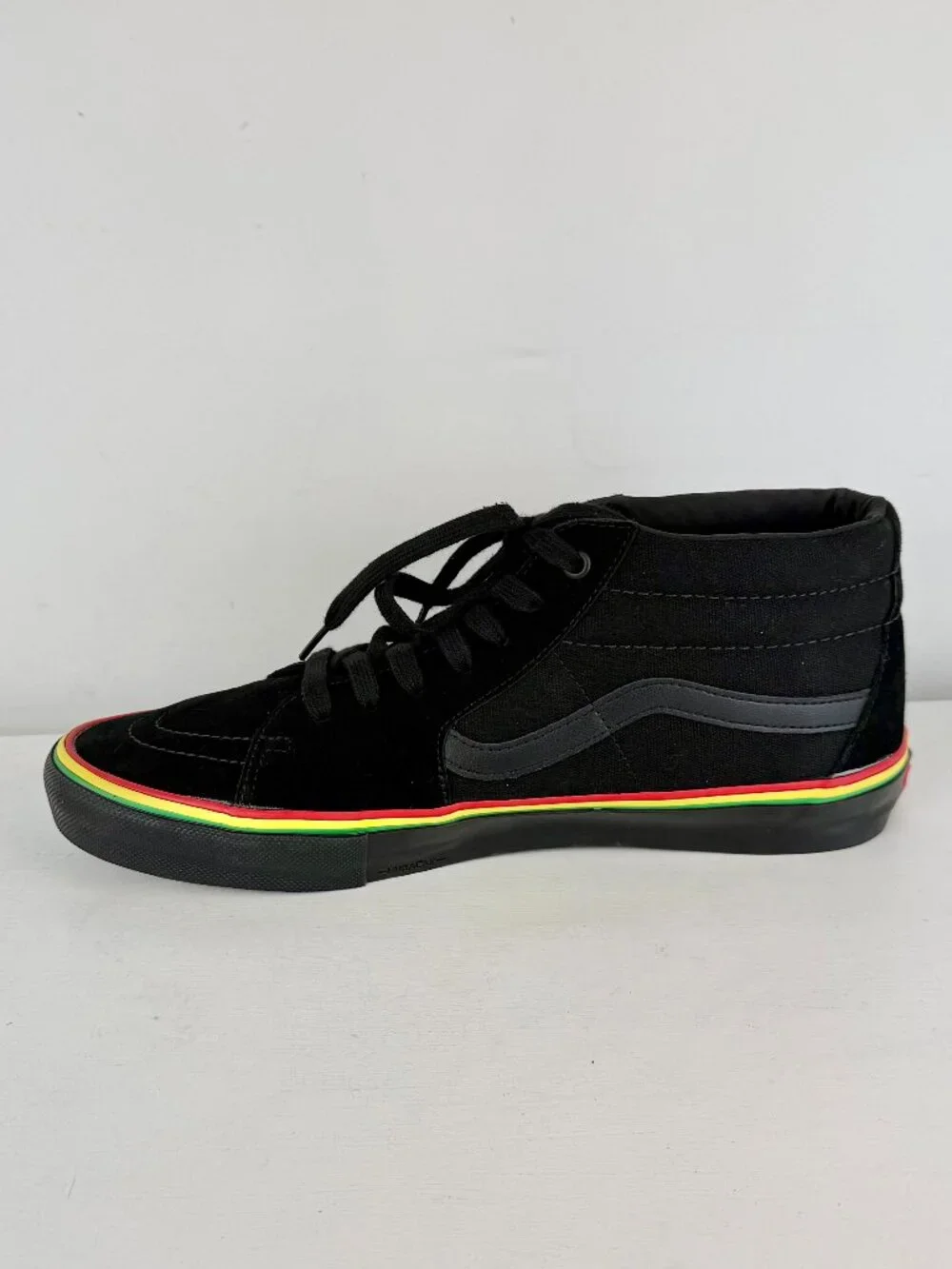 Men's 13 - VANS Skate Grosso Mid-Rasta Black Suede/Canvas Sneaker -721454 - Picture 3 of 9
